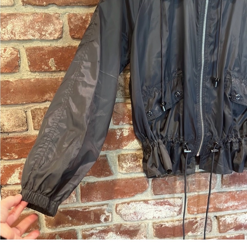 Free people rain / windbreaker charcoal grey zip up jacket rip stop parachute - Picture 5 of 10